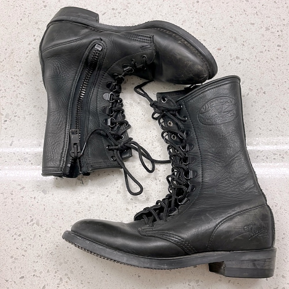 Vintage genuine leather combat boots